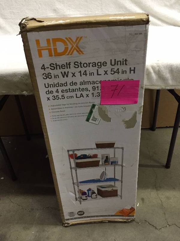 lot 71 image: HDX 4 Shelf Storage Unit