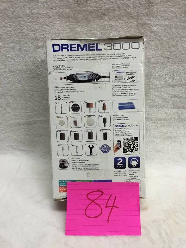 lot 84 image: Dremel 3000 missing attachments