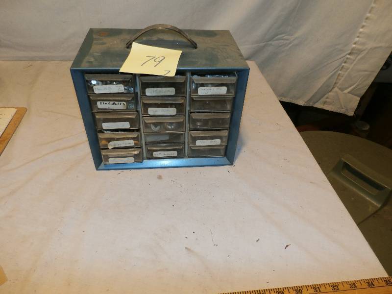 lot 79 image: 15 Drawer Metal Bin Full Of Contents