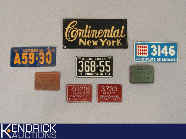 lot 28 image: Lot of 1940-1950s Bicycle License etc. Plates
