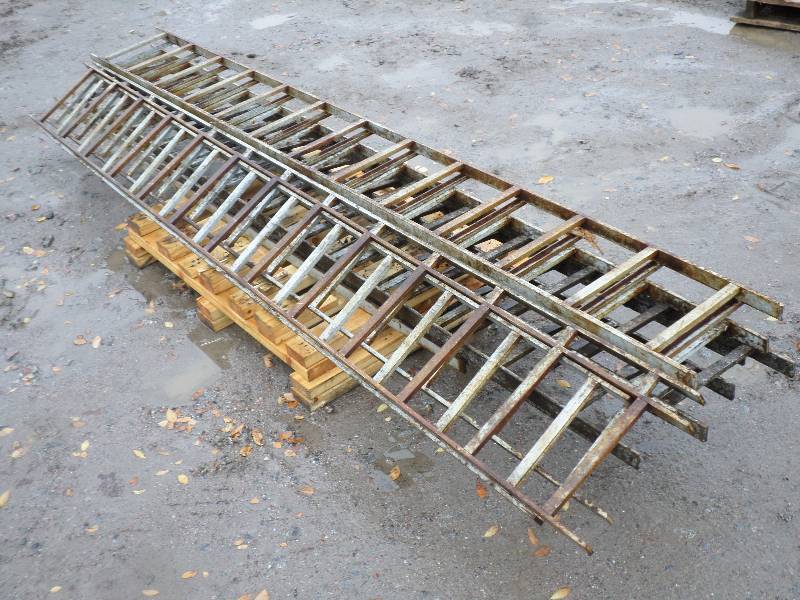 Pallet Of (9) Heavy Duty Steel Ladd...