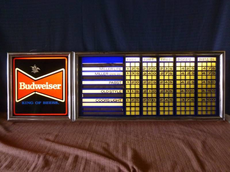 lot 4 image: Large Budweiser Light Up Price Display Sign