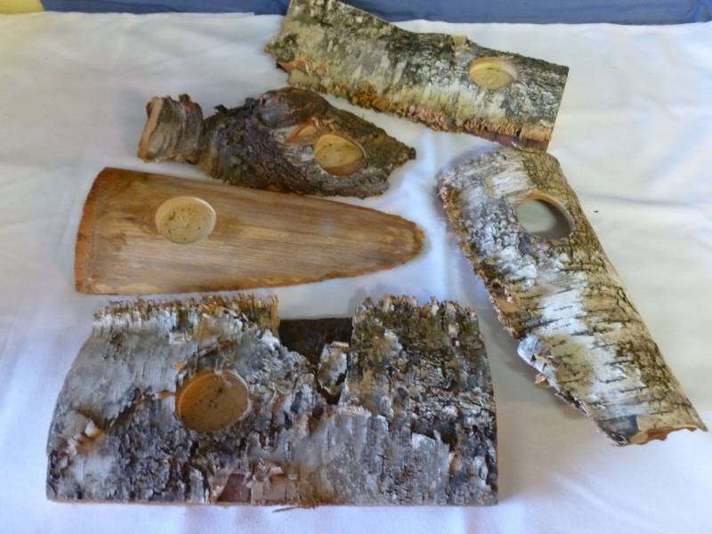lot 238 image: Birch Slab Candle Holders