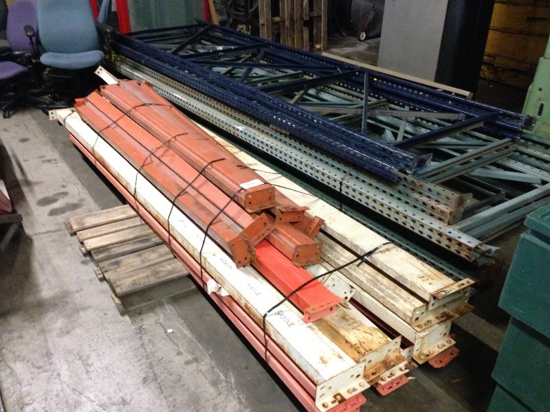 Lot of pallet racking uprights and beams