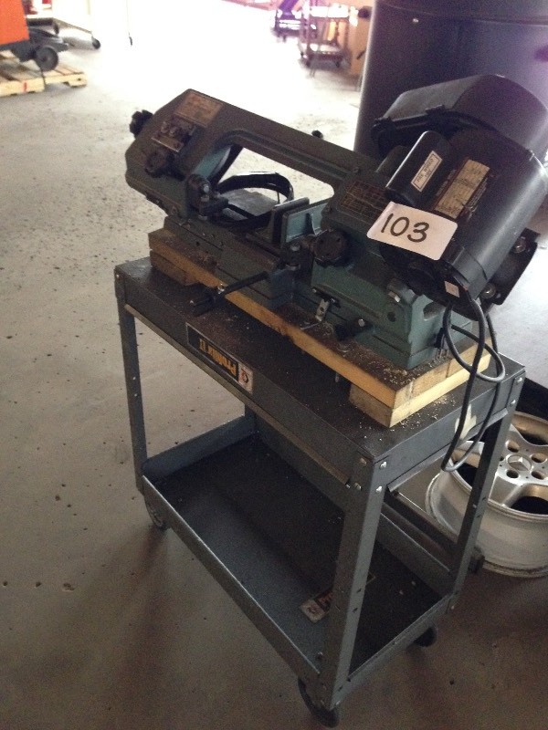 Metal cutting band saw and cart