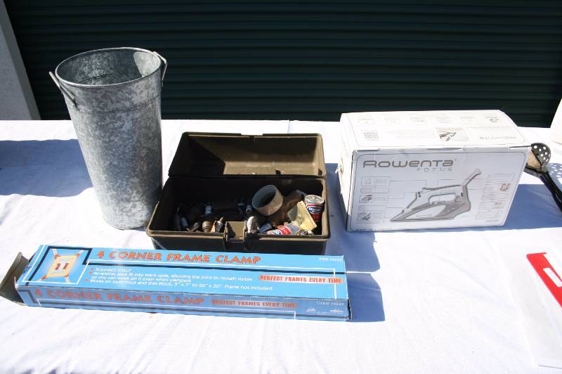 Iron, clamp, small tool box