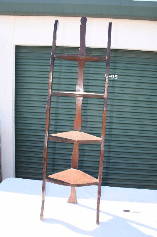 4 tier antique corner shelf