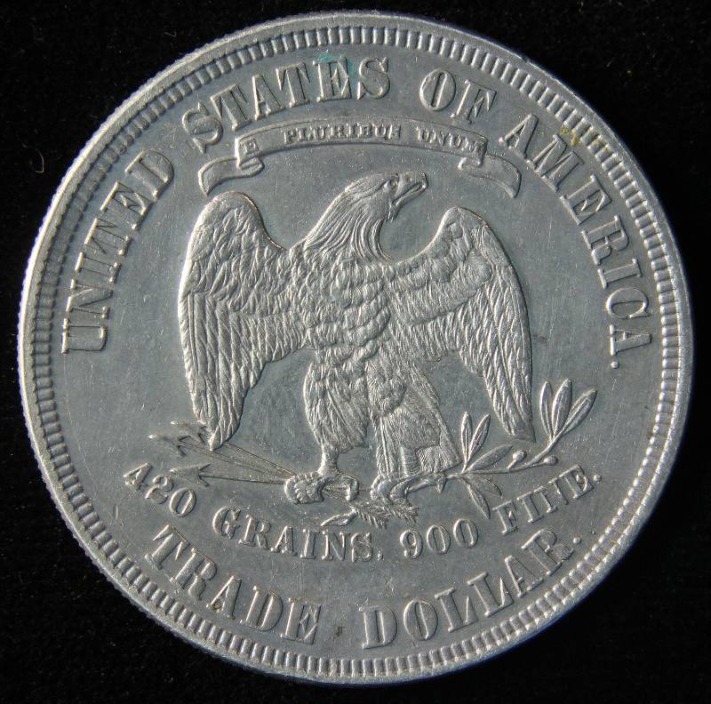 1877 US SILVER SEATED TRADE DOLLAR SHARP AU - ALMOST UNC