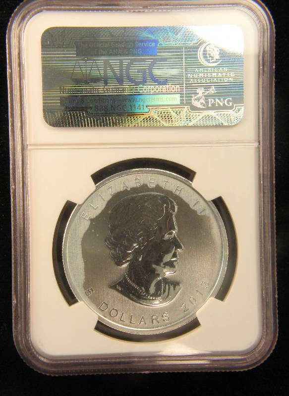 2013 CANADA MAPLE LEAF $5 25TH ANNIVERSARY 1 TROY Oz. .9999 FINE SILVER NGC MS69