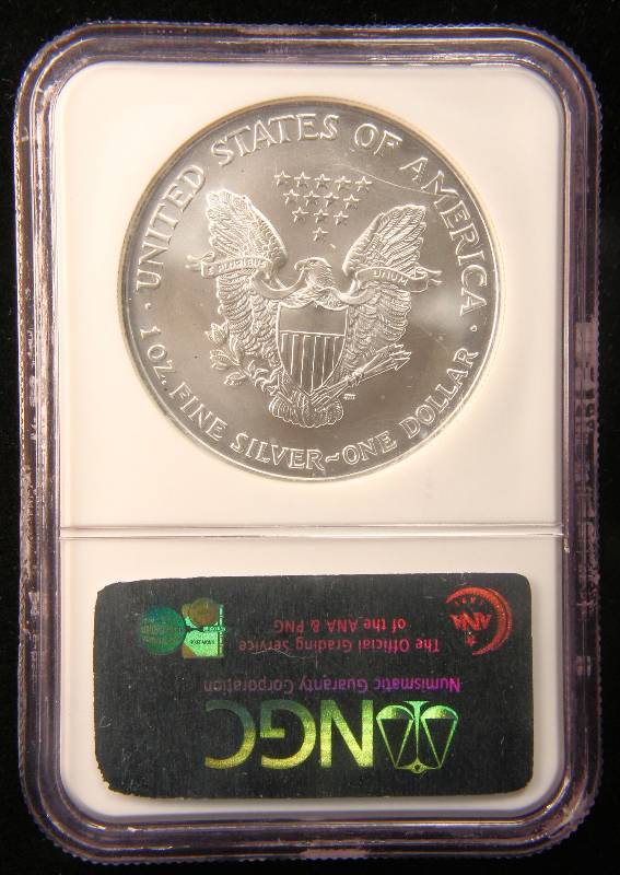 2002 US SILVER EAGLE 1 TROY Oz. .999 FINE SILVER MS69 NGC