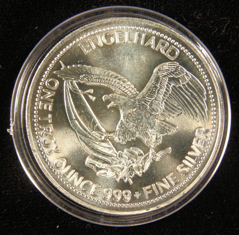 1 TROY OZ. .999 FINE SILVER PROSPECTOR ROUND 1984 IN AIRTITE HOLDER