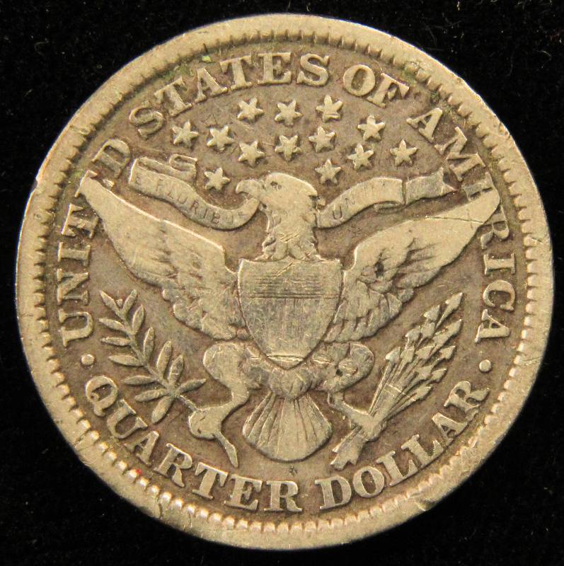 1899 BARBER SILVER QUARTER VF