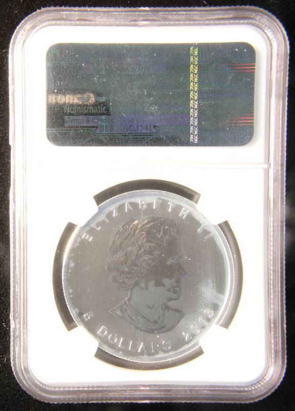 2013 CANADA MAPLE LEAF $5 25TH ANNIVERSARY 1 TROY Oz. .9999 FINE SILVER NGC MS69
