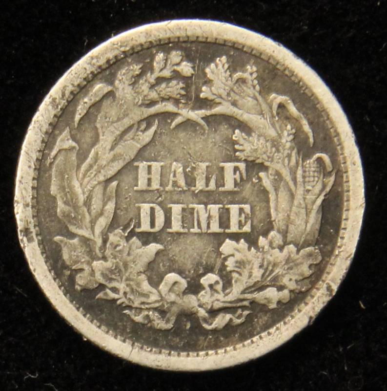 1872 US SEATED LIBERTY SILVER HALF DIME FINE