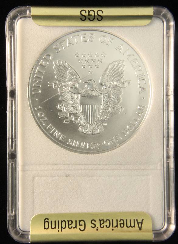 1999 US SILVER EAGLE 1 TROY Oz. .999 FINE SILVER MS70 SGS CERTIFIED