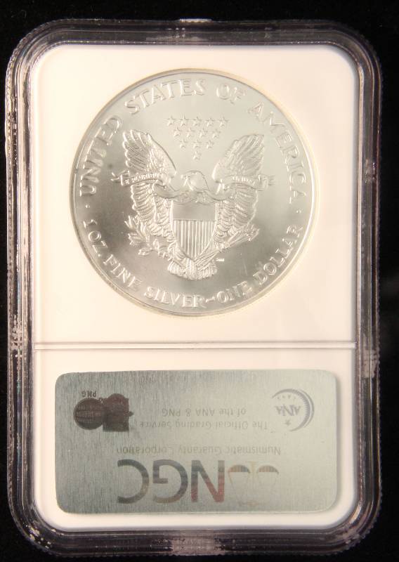 2002 US SILVER EAGLE 1 TROY Oz. .999 FINE SILVER MS69 NGC