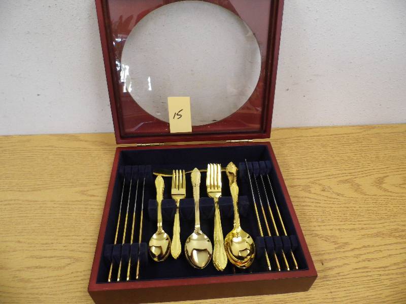 Gold Flatware in Case