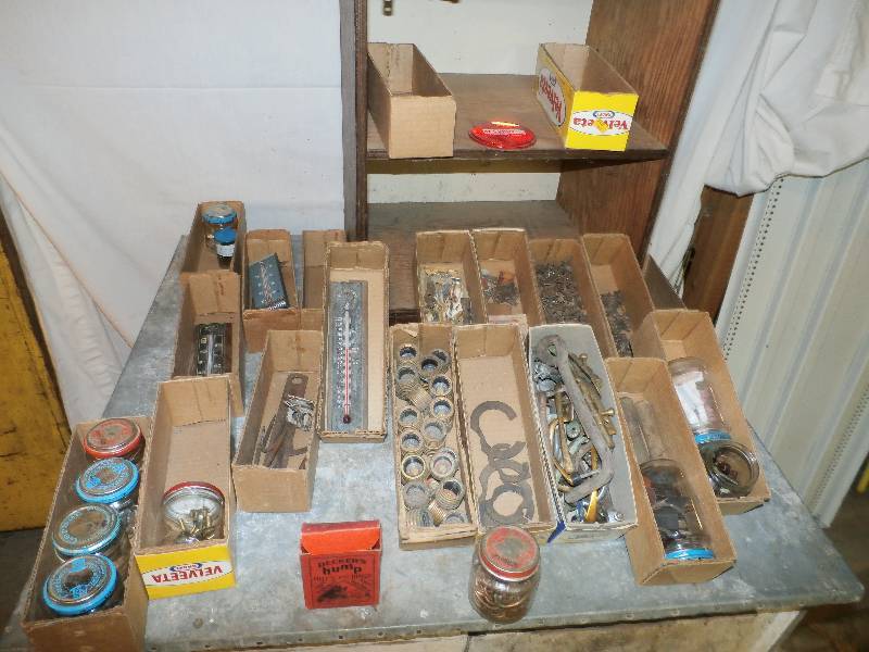 Cabinet with hardware in cheese boxes