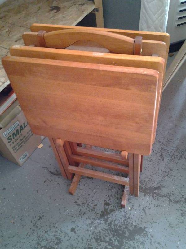 4- Wood TV Trays With Stand