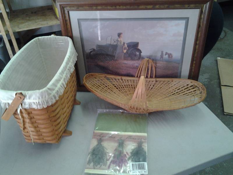 Longaberger Basket, Framed Picture, Other Baskets, New Apron