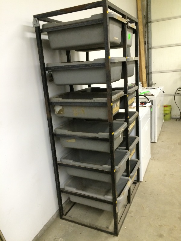 Storage Unit with 12 drawer tubs - measures 36 W x 26 D x 78 H