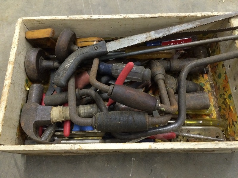 Box Lot of assorted tools - some vintage