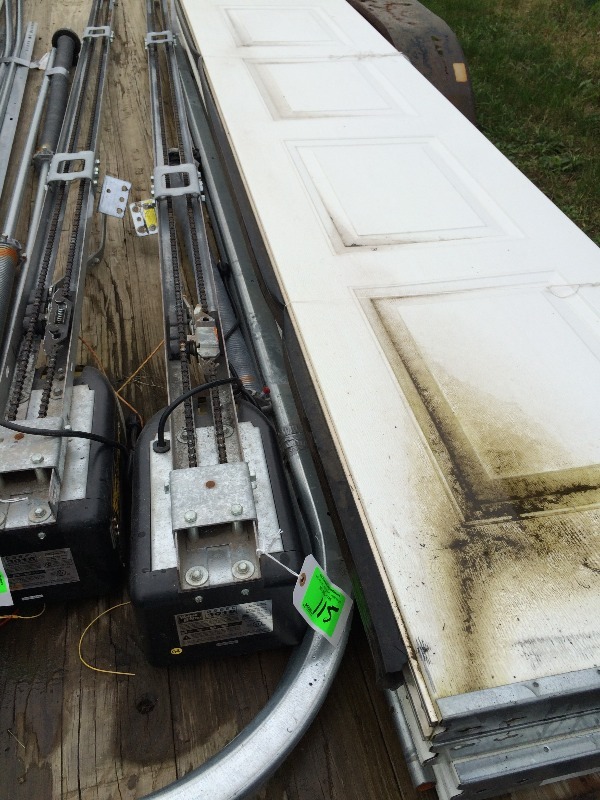 Garage Door, Door opener & electronics, Rails, Hardware  9 ft x 8  (4) 9 x 2 sections  still in good shape