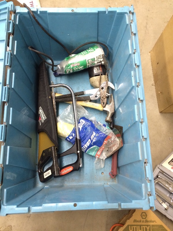 Assorted power tools and hand tools