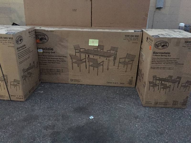 Hampton Bay Barnsdale Teak 7-Piece Patio Dining Set New Retail Value $799