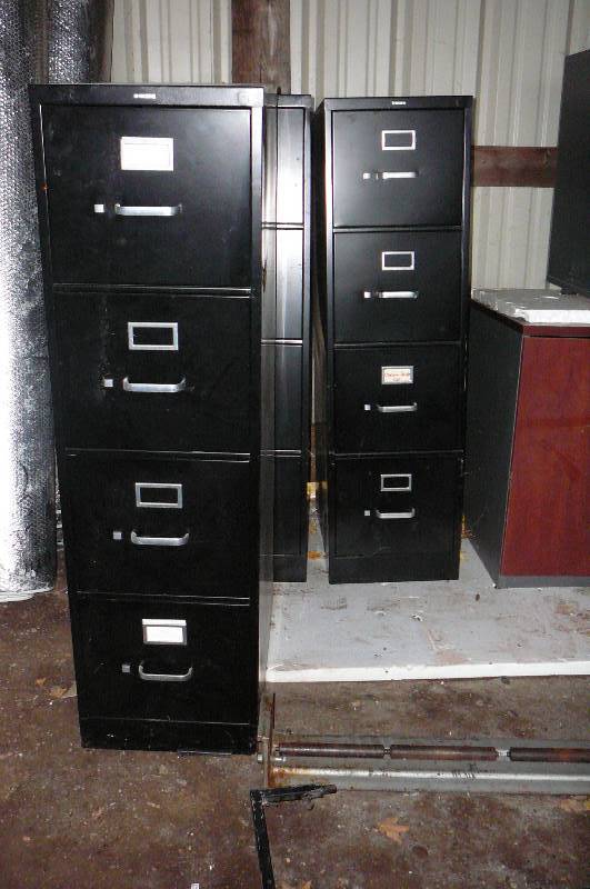 lot 117 image: 3 Black 4 Drawer File cabinets Hon