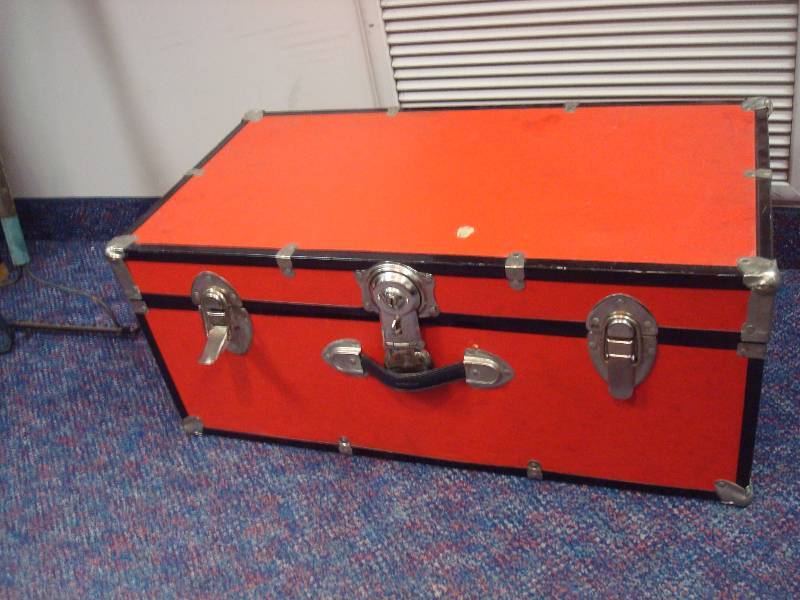 Red Footlocker Chest, Broke Hinge