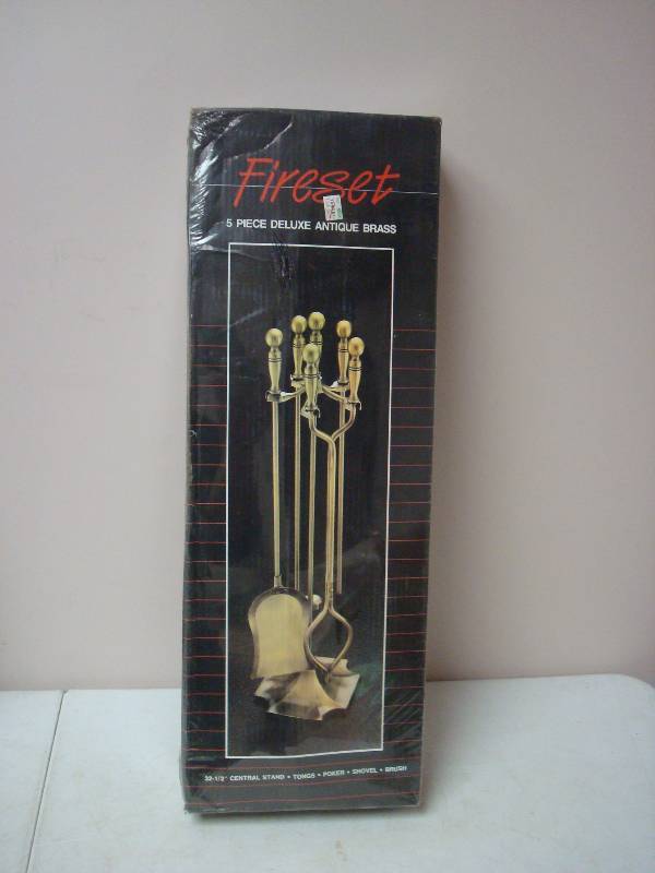 New Brass Tone Fireplace Poker Tool Set