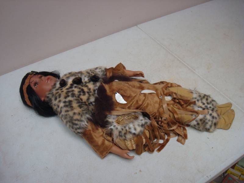 Large Native American Porcelain Doll, Loose Arm