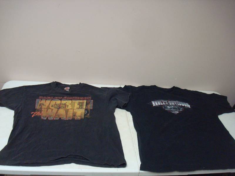 Pair Of Harley Davidson T-Shirts, Used, Shows Wear
