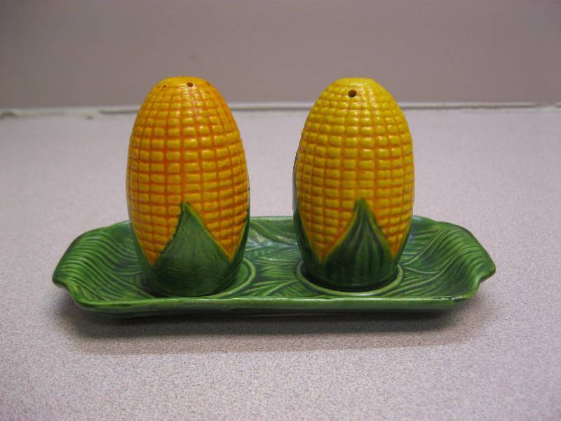 Pair Of Corn Salt And Pepper Shakers, May Show Wear