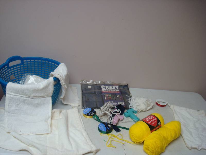 Basket With Some Yarn And Towel Bags