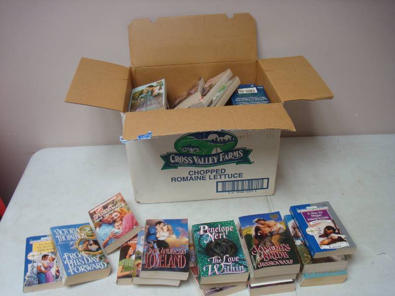 Box Filled With Harlequin Romance Novels