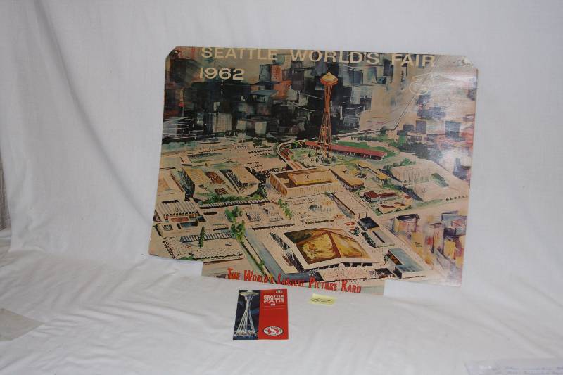 1962 Worlds Fair Post Card and Brochure