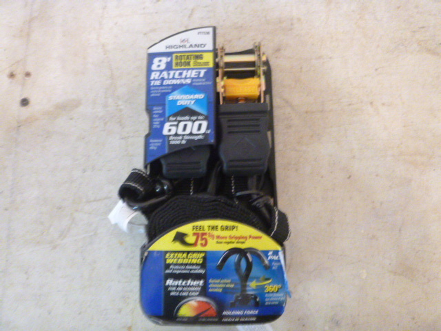 Pack of 2 Highland Ratchet Tie Downs with Swivel J Hooks