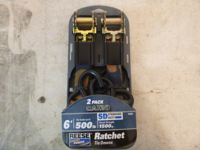 Pack of 2 Reese Camo Ratchet Tie Downs with J Hooks
