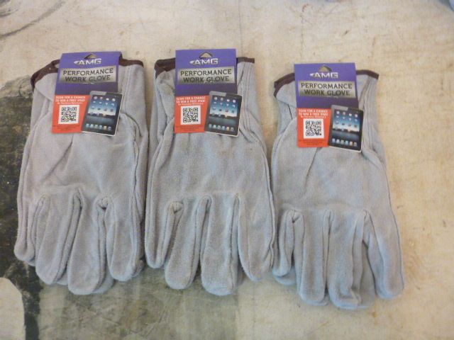 3 Pair of AMG Leather Work Gloves