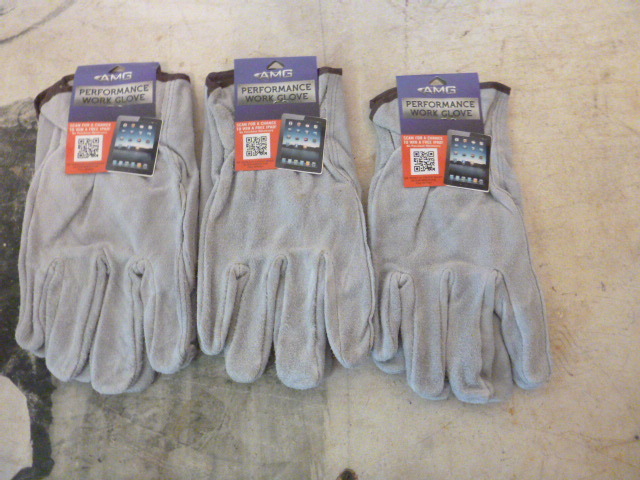 3 Pair of AMG Leather Work Gloves