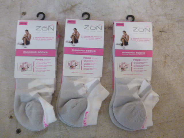 3 Pair of Zon WhiteGray Running Socks