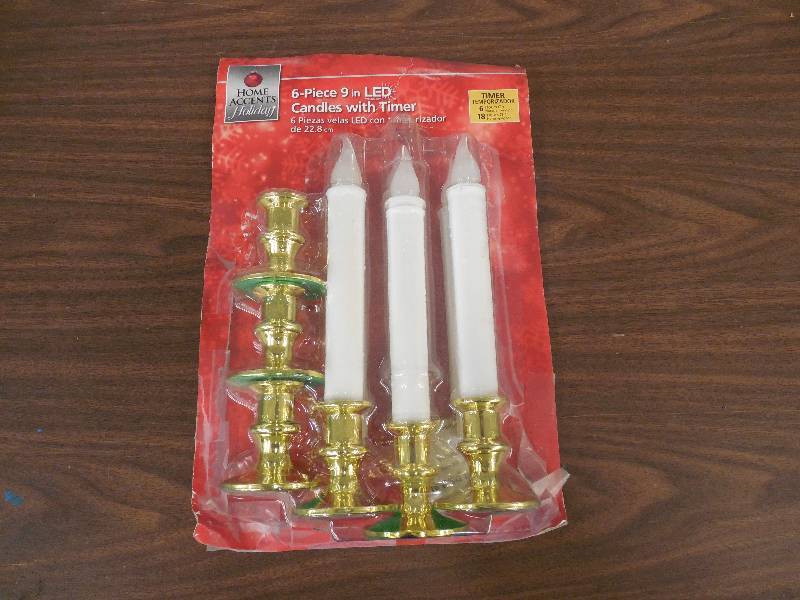 6 PIECE 9 INCH LED CANDLES WITH TIMER