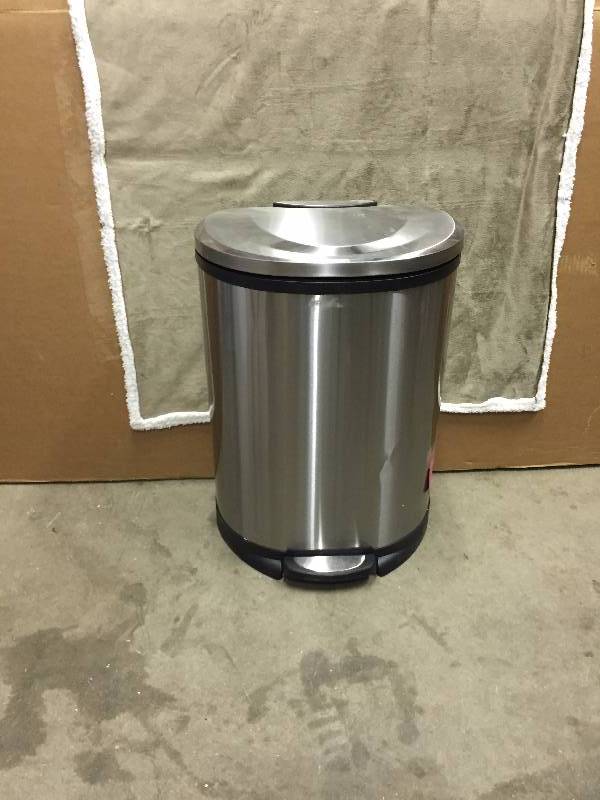 HDX Stainless Steel Trash Can- dent on the side