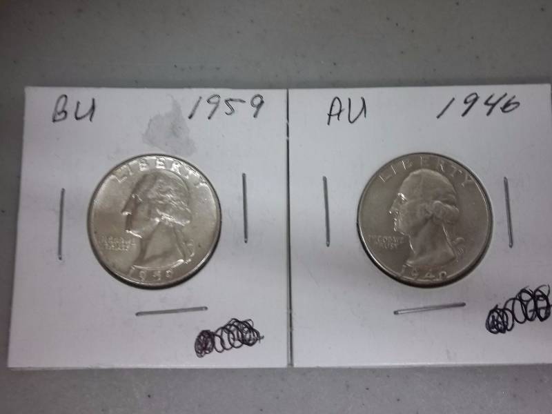 1946, 1959 Washington Quarters AU, BU Respectively