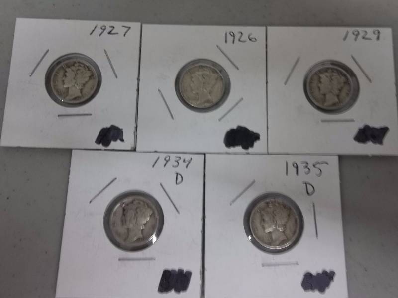 1926, 1927, 1929, 1934 D, 1935 D MercuryDimes