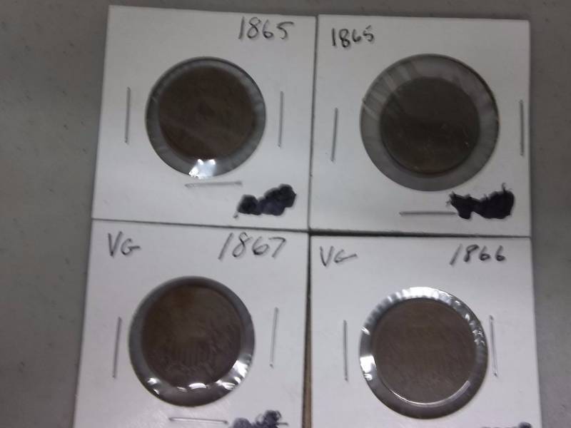 4- Two Cent Pieces 1865,1866, 1867