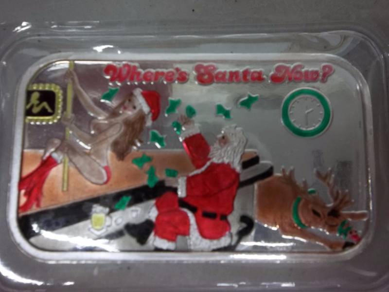 CMG Mint Wheres Santa Now 1 Oz. Bar .999 Fine Limited Edition (#30 Of 35)