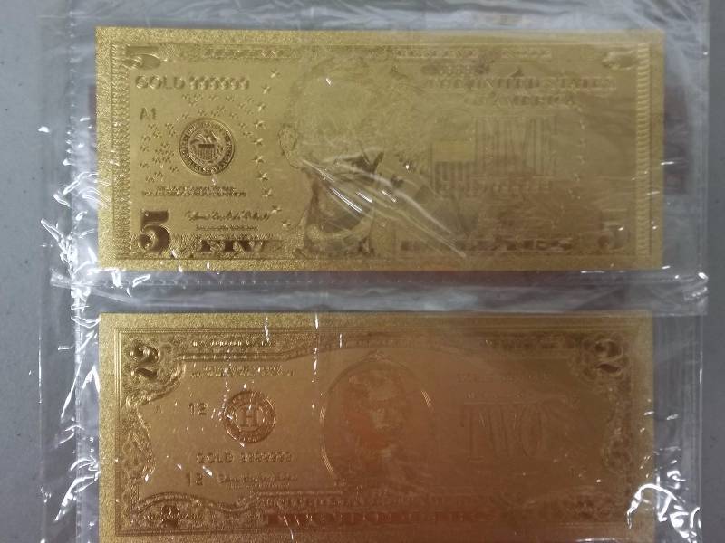 2- Gold Bank Notes With COA 99.9 Pure 24K (No Guarantee Of Quality Or Quantity Of Contents)